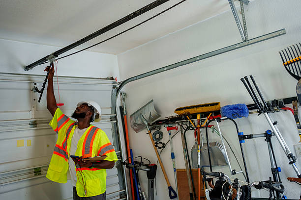 Professional Garage Door Panel Replacement technician working in Lac qui Parle County County, MN